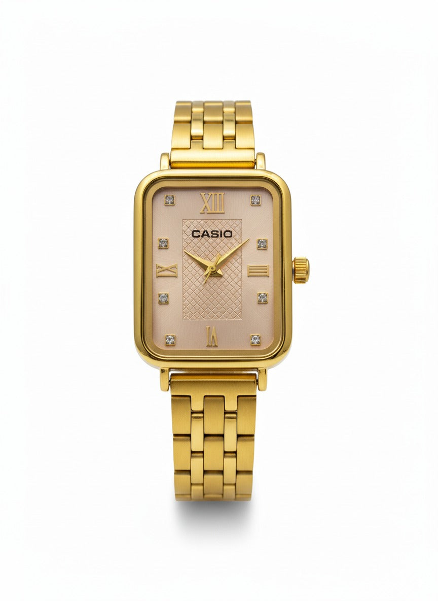 Casio Rose d’Or – Montre Femme Rectangulaire Dorée