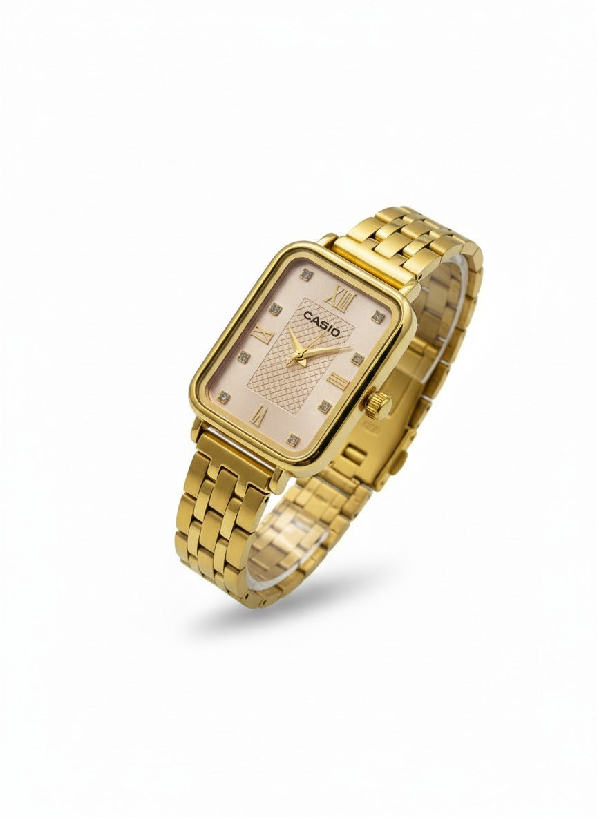 Casio Rose d’Or – Montre Femme Rectangulaire Dorée