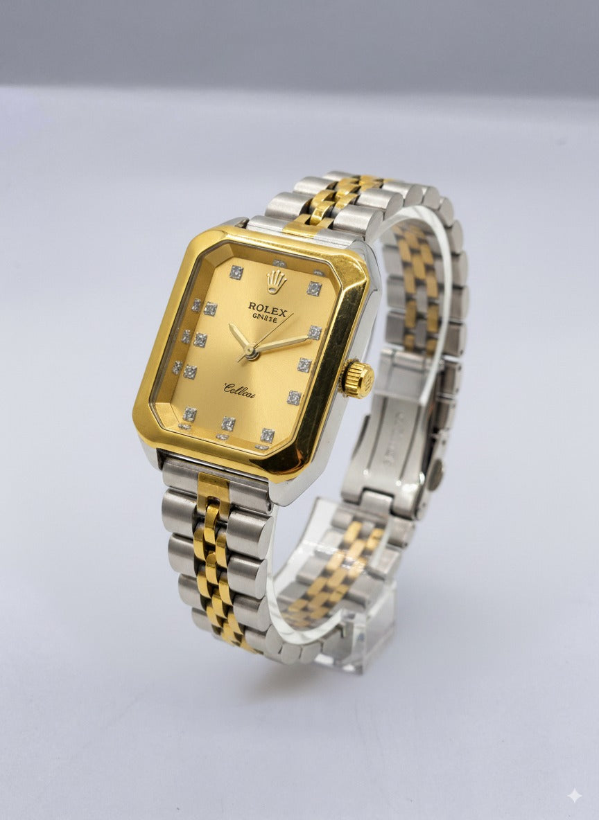 Rolex Cellini Rectangulaire – Montre Femme Dorée & Acier