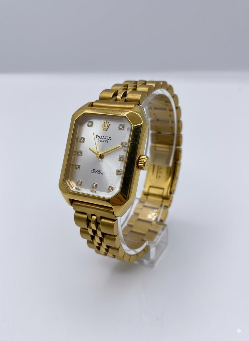 Rolex Cellini Rectangulaire – Montre Femme Dorée & Acier