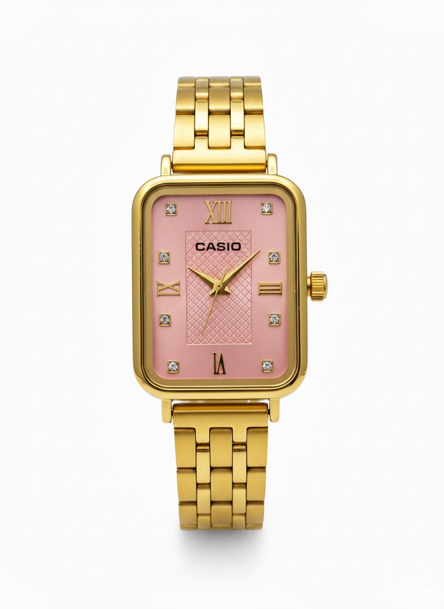 Casio Rose d’Or – Montre Femme Rectangulaire Dorée