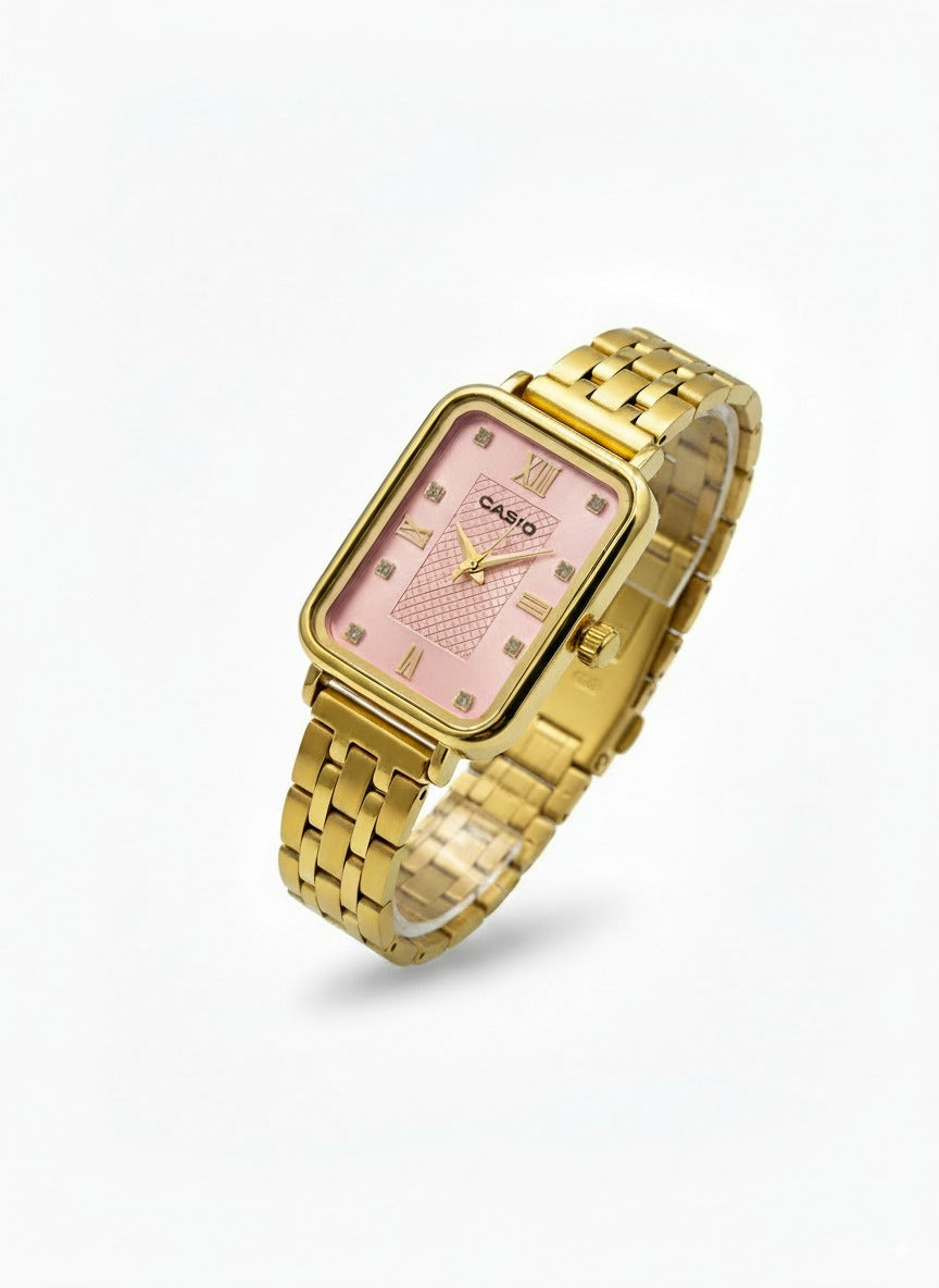 Casio Rose d’Or – Montre Femme Rectangulaire Dorée