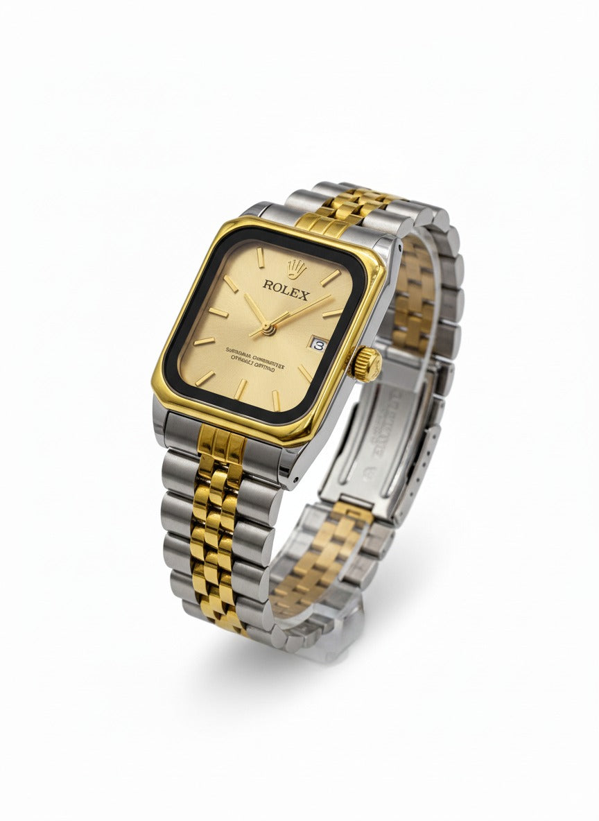 Rolex Élégance Carrée – Montre Femme Bicolore Dorée & Acier