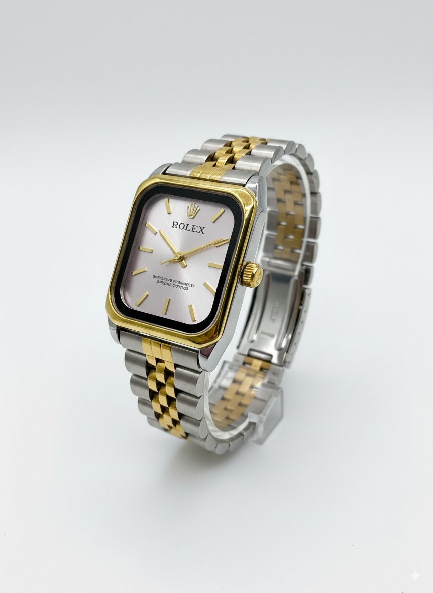 Rolex Élégance Carrée – Montre Femme Bicolore Dorée & Acier