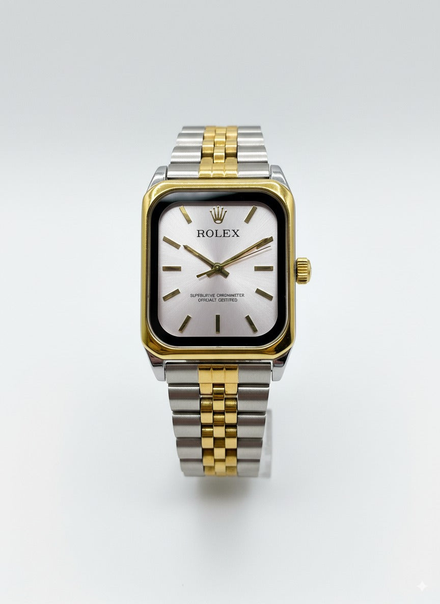 Rolex Élégance Carrée – Montre Femme Bicolore Dorée & Acier