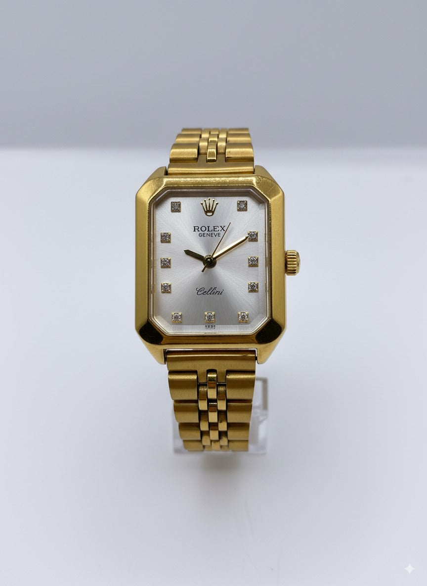 Rolex Cellini Rectangulaire – Montre Femme Dorée & Acier