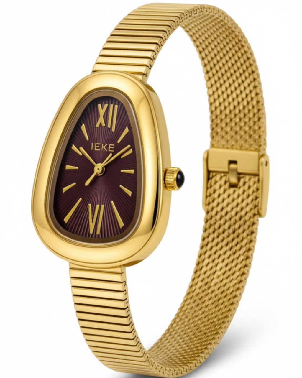 Montre IEKE Serpentina Dorée – Cadran Bordeaux Élégance